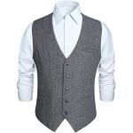 Klassieke Grijze Tweed Visgraat Gilets  voor een Bruiloft  in maat M voor Heren 