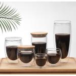 Multicolored Glazen dubbelwandige Koffiekopjes & koffiemokken Rond met motief van Koffie 1 stuk 