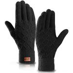 Zwarte Gebreide Touch Screen handschoenen  voor de Herfst  in Onesize Sustainable voor Heren 