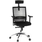 hjh OFFICE Porto Max 657240 Professionele bureaustoel, stof/net, zwart, ergonomisch, hoofd- en lendensteun verstelbaar