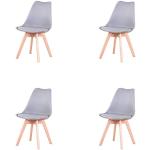 Moderne Grijze Massief Houten Design stoelen 4 stuks Sustainable 