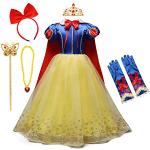 HOIZOSG Prinses Dress Up voor kleine meisjes Sneeuwwitje Verjaardagsfeest Carnaval Halloween Kostuum Kerst Outfits w/Accessoires Set - geel - XL