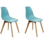Scandinavische Turquoise Houten Design stoelen 2 stuks 