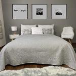 HOMELEVEL Sprei, bed & sofaplaid, dagornamenten, deken, plaid, XXL-deken, sprei, lichtgrijs, 220 x 240 cm