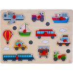 Speelgoed houten noppenpuzzel voertuigen thema 30 x 22 cm - Legpuzzels