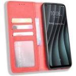 HTC Desire 20 Pro Retro Book Case Portemonnee Hoesje Rood