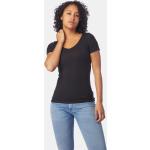Zwarte Merinowollen Stretch Sport T-shirts voor Dames 