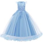 Hemelblauwe Polyester Bloemen Prinsessenjurken voor Meisjes 