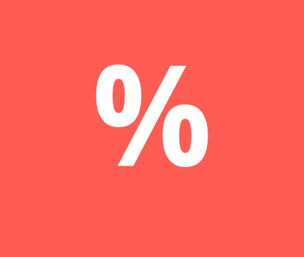 Oranje aanbiedingsplaatje met witte percentage symbool