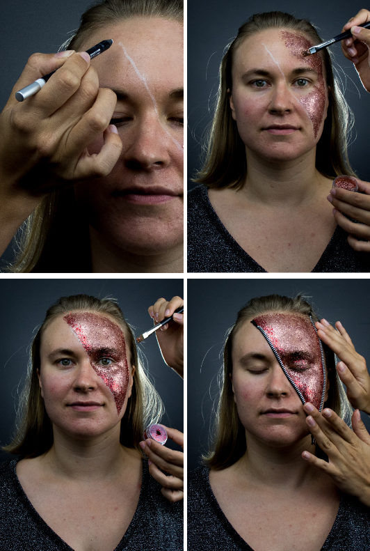 Stapsgewijze tutorial voor Halloween-make-up met rits