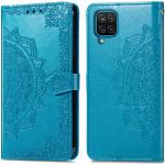 Turquoise Imitatie leren Samsung Galaxy A12 Hoesjes type: Flip Case met motief van Mandala voor Dames 
