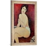 Ingelijste afbeelding van Amedeo Modigliani Large Seated Nude, kunstdruk in hoogwaardige handgemaakte fotolijsten, 40x60 cm, zilver Raya