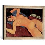 Ingelijste afbeelding van Amedeo Modigliani rode vrouwenakt, kunstdruk in hoogwaardige handgemaakte fotolijst, 40x30 cm, zilver Raya