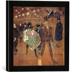 Ingelijste afbeelding van Henri de Toulouse-Lautrec H.Toulouse-Lautrec, dans in Moulin Rouge, kunstdruk in hoogwaardige handgemaakte fotolijst, 30 x 30 cm, mat zwart
