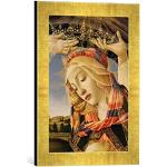 Ingelijste afbeelding van Sandro Botticelli Maria met kind en vijf engelen, kunstdruk in hoogwaardige handgemaakte fotolijst, 30x40 cm, Gold Raya