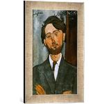 Ingelijste foto van Amedeo Modigliani "Portrait de Leopold Zborowski", kunstdruk in hoogwaardige handgemaakte fotolijst, 30x40 cm, zilver raya