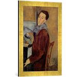 Ingelijste foto van Amedeo Modigliani "Self Portrait, 1919", kunstdruk in hoogwaardige handgemaakte fotolijst, 40x60 cm, Gold Raya