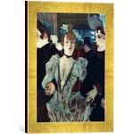 Ingelijste foto van Henri de Toulouse-Lautrec "La Goulue au Moulin-Rouge", kunstdruk in hoogwaardige handgemaakte fotolijst, 30x40 cm, goud raya