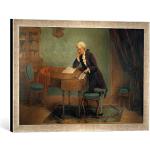 Ingelijste foto van Josef Büche "Mozart bij het componeren", kunstdruk in hoogwaardige handgemaakte fotolijst, 60x40 cm, zilver raya
