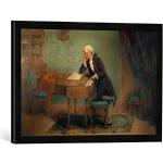Ingelijste foto van Josef Büche "Mozart bij het componeren", kunstdruk in hoogwaardige handgemaakte fotolijst, 60x40 cm, zwart mat