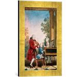 Ingelijste foto van Louis Carrogis de Carmontelle "Mozart met vader & zus/Carmont. Kunstdruk in hoogwaardige handgemaakte fotolijst, 30x40 cm, Gold Raya