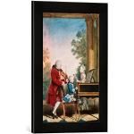 Ingelijste foto van Louis Carrogis de Carmontelle "Mozart met vader & zus/Carmont. Kunstdruk in hoogwaardige handgemaakte fotolijst, 30x40 cm, mat zwart