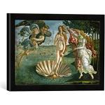 Ingelijste foto van Sandro Botticelli "De geboorte van de Venus", kunstdruk in hoogwaardige handgemaakte fotolijst, 40x30 cm, zwart mat