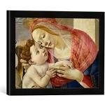Ingelijste afbeelding van Sandro Botticelli Maria met kind en engelen, kunstdruk in hoogwaardige handgemaakte fotolijst, 40 x 30 cm, mat zwart