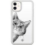 Witte Polycarbonaat Casimoda iPhone 11 hoesjes type: Hybride Hoesje met motief van Katten 