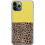 Gele Siliconen Casimoda iPhone 11 Pro Max hoesjes type: Bumper Hoesje met motief van Luipaard 
