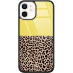 Gele Casimoda iPhone 12 Mini hoesjes type: Hardcase met motief van Luipaard 
