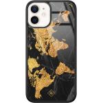 Gouden Casimoda iPhone 12 Mini hoesjes type: Hardcase met motief van Wereldkaart 
