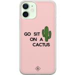 Roze Siliconen Casimoda iPhone 12 Mini hoesjes met motief van Cactus Sustainable 