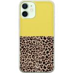 Gele Siliconen Casimoda iPhone 12 Mini hoesjes type: Bumper Hoesje met motief van Luipaard 