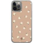 Bruine Polycarbonaat Casimoda iPhone 12 hoesjes met motief van Madeliefje met Glitter 