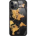 Gouden Casimoda iPhone 12 Pro hoesjes type: Hardcase met motief van Wereldkaart 