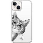 Witte Polycarbonaat Casimoda iPhone 14 hoesjes type: Hybride Hoesje met motief van Katten 