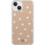 Bruine Polycarbonaat Casimoda iPhone 14 hoesjes met motief van Madeliefje met Glitter 