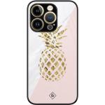 Roze Casimoda iPhone 14 Pro hoesjes type: Hardcase met motief van Ananas 