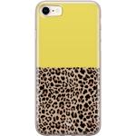 Gele Siliconen Casimoda iPhone 8 hoesjes type: Bumper Hoesje met motief van Luipaard 
