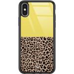 Gele Casimoda iPhone X hoesjes type: Hardcase met motief van Luipaard 