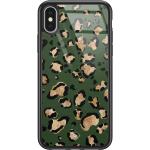Groene Casimoda iPhone X hoesjes type: Hardcase met motief van Luipaard 