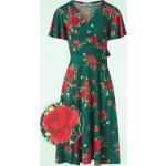Sexy Donkergroene Polyester vintage chic for topvintage Bloemen Floral dresses  in maat M voor Dames 