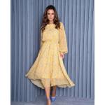 Casual Gele Chiffon Grote maten jurken  in maat XL voor Dames 