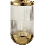 J-Line Vaas Cylinder Motief Glas Transparant/Goud Large - Bloemenvaas 26 cm hoog