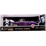 Jada Toys 253255011-1956 Presley Cadillac, Eldorado, speelgoedauto uit de direct, deuren, kofferbak en motorkap om te openen, incl. Elvi's figuur, schaal 1:24, paars, één maat