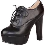 Klassieke Zwarte Antislip Derby schoenen  voor een Bruiloft Blokhakken  in maat 39,5 met Hakhoogte meer dan 9cm voor Dames 