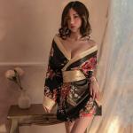 Sexy Multicolored Zijden Handwas Nacht Kimono's  in Onesize voor Dames 