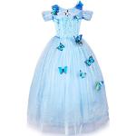 JerrisApparel Meisjes Prinses Assepoester Kostuum Vlinder Halloween Feestjurk (4 jaar, Hemelsblauw)