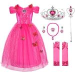 JerrisApparel Meisjes Prinses Assepoester Kostuum Vlinder Halloween Feestjurk (6 jaar, Roze Met Accessoires)